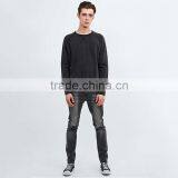 Custom Blank Black Crew Neck Pullover Hoodie Wholesale Plain Hoodies thumbnail-3