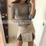 Runwaylover 5440 Sexy Black Slim Slit Mini Skirt thumbnail-2