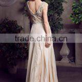 2016 Elegant Prom Dresses Scoop A Line Floor Length Beaded Tulle Bodice With Chiffon Skirt thumbnail-4