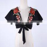 2017 Latest Fashion Top Design Crop Top Short Sleeve Nightclub Top thumbnail-1