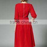 Ladies Royal-blue/red Bouffant Pleuche Dress With Zipper Back thumbnail-5