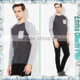 High Quality Custom Design Mens Long Sleeves Contrast Color O-Neck T Shirts thumbnail-4