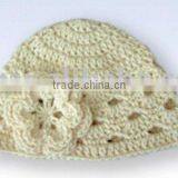 Beautiful Designer Cream Flower Beanie caps and hats Winter Crochet Beanie Caps And Hats