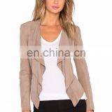 Latest Design Open Front Asymmetric Hem Original Leather Jacket thumbnail-2