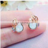 2017 Korean Version Of The New Fashion Crystal Silver Leaf Earrings Female High Quality Jewelry Factory Direct Wholesale thumbnail-1