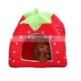 Dual Use Soft Cushion Collapsible Breathable Dog Bed Strawberry Pet Winter Warm House thumbnail-3