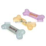 Beef / Bacon / Chicken / Milk/ Mint Flavor Soft TPR Semi-transparent Color Dog Bone Toy Dog Bone for Small Dog