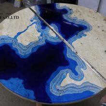 Factory High Quality Natural Travertine Blue Stone Table Top thumbnail-3
