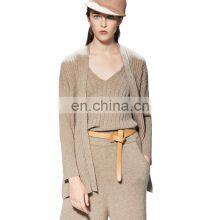 Women Sleeveless Wool Cashmere Knit Vest Camisole and Cardigan Set thumbnail-1