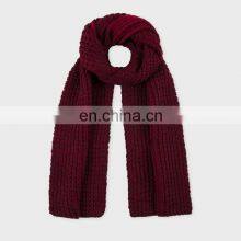 Red Color Plaid Winter Wool Cashmere Scarf Crochet Knitting