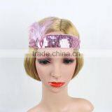 Wholesale Cheap Flapper Sequin Hairband With Feather Hair Headband For Dancing/Halloween thumbnail-1