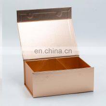 Custom Elegant Flat Fold Pack Bulk Magnetic Closure Rose Gold Gift Box With Ribbon Bow thumbnail-4