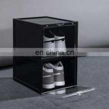 Wholesale Amazon Hot Drop Front Magnetic Stackable Plastic Custom Shoe Box With Logo Sneaker Box