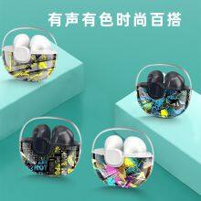 Private mould camouflage TWSTWS bluetooth headset  graffiti design half in-ear headphones campaign