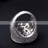 Round Shape CZ Micro Pave Setting Wedding for Bride Very Big Deluxe Statement Ring thumbnail-5