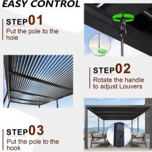 Pergola and Gazebo Outdoor Waterproof Sushade Pergolas En Metal Retractable Roof Louvre Pergola Aluminum For Backyard Home Use thumbnail-5