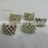 Green Amethyst Briolite Cut Silver Rings thumbnail-1