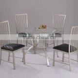 Modern Dining Set/ Glass Dining Table and Chairs With Metal Legs thumbnail-1