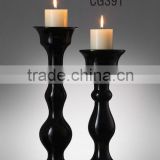 Black Glass Candlestick for Home Decoration