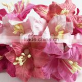 Lily Pink Mixed Handmade Mulberry Paper Flower, Wedding Party, Scrap-booking Crafts, Wholesale