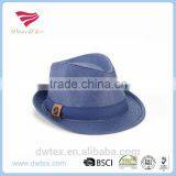 2016 Hot Sale Customaize 100%Paper Straw Fedora Blue Trilby Hat thumbnail-1