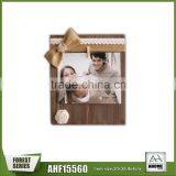 Distressed Fabric Bowknot and Flower Wooden Picture Wall Hanging Photo Frame Decorative Wall Frame