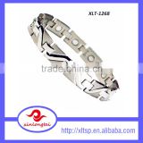 Silver Men Titanium Stainless Steel Magnetic Therapy Energy Bracelet Pain Relief