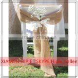 New Arrival Woven Natural Rustic Jute Burlap Chair Sashes Bows Vintage Wedding Decoration thumbnail-2