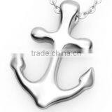 Rose Gold Stainless Steel Girls Pendant Silver CZ Inlay Anchor Pendant Necklace thumbnail-5