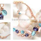 High Quality Crystal Jewelry Sets Opal Colorful Stone Hollow Circle Gold Plated Statement Chain Necklaces And Earring Sets thumbnail-5