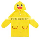 2016 high quality waterproof customized kids yellow rain coat