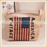 America flag printing jute storage basket