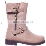 Fashion Flat Boots for Girls With Zipper and Buckle Decoration thumbnail-1