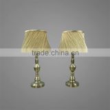 Metal Base And Body In Antique Brass Finish With Fabric Lampshade Table Light Bedside Table Lamp Vintage Style Table Light