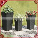 Set of 3 Outdoor Patio Decor Resin Wicker Woven Flower Planter Garden Pot thumbnail-1