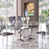 TH286 Fashionable Glass Top Stainless Steel Dining Table thumbnail-1