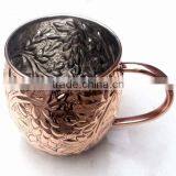 100% COPPER EMBOSSED BARREL SHAPE MOSCOW MULE MUG NICKEL LINED thumbnail-1