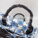 High Quality Hand Knitting Black Wicker Laundry Basket thumbnail-6