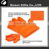 2015 Food Grade BBQ Kitchen Cooking Silicone Oven Gloves With Fingers thumbnail-2