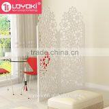 Home Decor White 3 Panel Handcrafted Wood Room Divider Screen MDF Wood Flower Carving Room Divider thumbnail-4