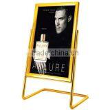 L Shape Golden Frame Hotel Sign Stand/ Elegant Design Metal Sample Signboard/ Eye Catching Large Advertising Shop Billboard P-19 thumbnail-1