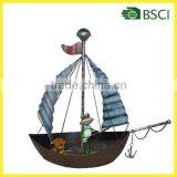 New Products 2016 Home and Gard Metal Boat Decoration Metal Handicraft Boat With Frog and Chicken thumbnail-1