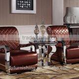 FS108 Elegantbrown Color Genuine Leather Leisure Chair Living Room Single Chair Visitor Hotel Room Chair Wedding Furniture thumbnail-1