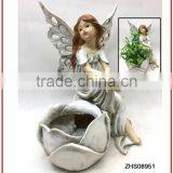 New Mini Popular Art Garden Decor Wholesale Polyresin Fairy Angel Butterfly Wings Costume Figurines With Planter Flower Pot thumbnail-1