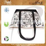 20 Oz Natural Canvas Boat Bag With Overall Print & Black Trimmed Handle & Bottom thumbnail-5