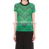 Wholesale Women Green Short Sleeves Round Neck Sheer Silk Top(DQE0092T) thumbnail-2