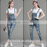 Autumn New Style High Quality Washed Damaged Bib Pants Customized thumbnail-5