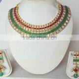 Crystal Bollywood Necklace Jhumka EARRING Set thumbnail-2