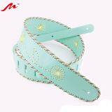 New Design Wholesale Leather Guitar Strap With Stitching Handmade Flower Pattern thumbnail-2
