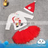 Wholesale baby stocks christmas decorating baby dress set with hat kids christmas gift set clothes